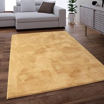 Tappeto Salotto Soggiorno Pelo Lungo Lavabile In Lavatrice Morbido Peloso Giallo 140x200 cm - Paco Home