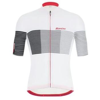 Santini Tono Freccia Men's Short Sleeve Jersey – White/Black/Pink Slim XS