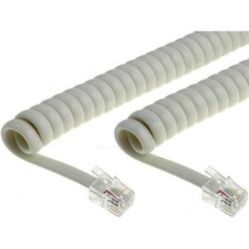 Cable de Teléfono Espiral 2m RJ09 4P4C Color Marfil