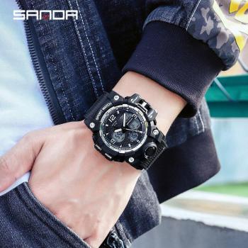 Sanda Men's 50M Waterproof LED Digital Watch - Black