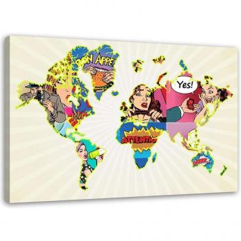 Cuadro Mapa del Mundo Estilo Pop 60x40