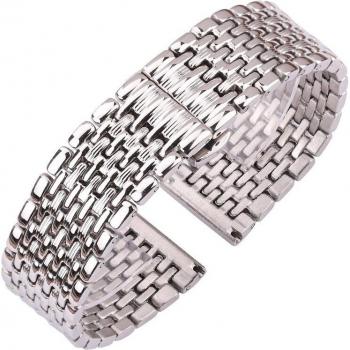 Silver Straight End Watchband for 16mm 18mm 20mm 22mm