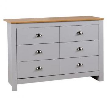 Grey Wooden 6-Drawer Chest for Bedroom Storage