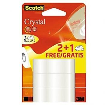 Scotch Klebefilm Crystal Clear 600, 19 mm x 15 m, 2+1