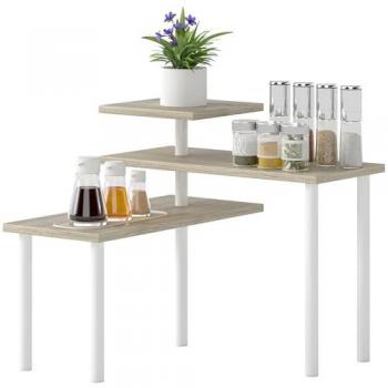 Baldosa giratoria de cocina HOMCOM, estante melamina con soporte metal
