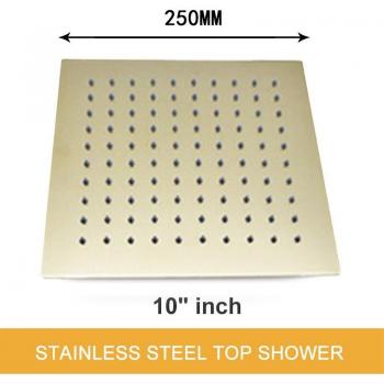 10 inch Stainless Steel Rainfall Shower Head Brushed Gold Finish