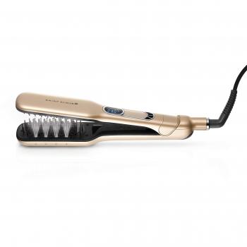 Saint Algue Demeliss Steam Cepillo Alisador Profesional con Tecnología de Vapor para Todo tipo de Cabello hasta 230 °, Revestimiento de Cerámica, Contenedor de Agua de 30 ml, Dorado