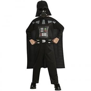 Disfraz Darth Vader para niño o niña, Jumpsuit impreso color negro, capa adjunta y máscara