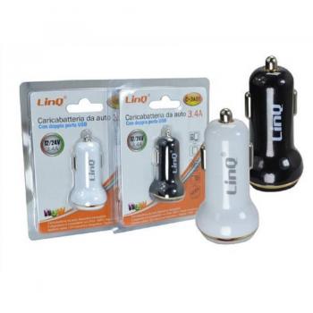 Caricabatterie auto 2in1 2 uscite USB 3.4A 12/24V
