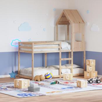 VidaXL Single Bunk Bed, Solid Wood Pine, No Mattress - 90 x 190 cm