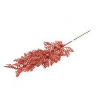 Ramo decorativo rosso glitter 58CM per Natale