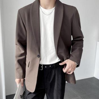 Loose Fit Green Brown Suit Jacket for Men