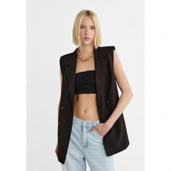 Stradivarius Elegante Longline-Weste Schwarz L
