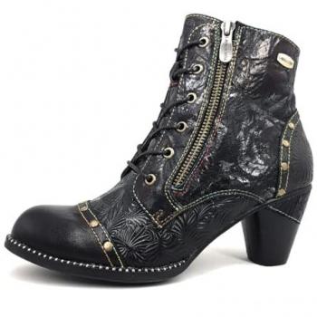 Laura Vita Dorian Elegante Schnür-Stiefelette Schwarz Größe 36 EU