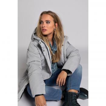 Impermeabile Donna Ulla Popken 52/54 – Giacca con Cappuccio Foderata Grigia