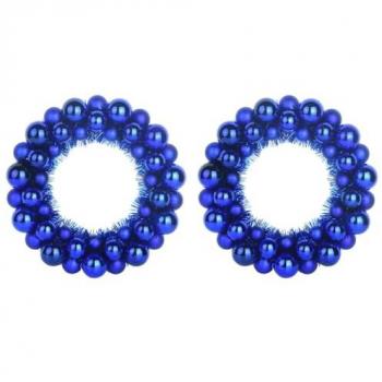 Ensemble de Couronnes de Boules de Noël 2 pcs Bleu 33 x 33 x 7 cm
