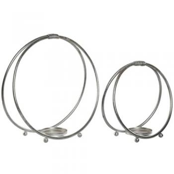 Portavelas Home ESPRIT Plateado Metal 38 x 16 x 39 cm (2 Unidades)