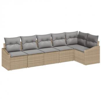 Ensemble de mobilier de jardin 6 places en rattan beige