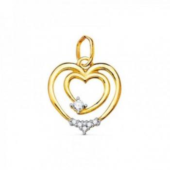 Colgante Oro Bicolor Mujer 18k Calado Liso Circonitas