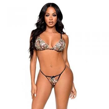 Ensemble 2 Pièces Leg Avenue 81649 Broderie Florale Noir - Taille : L