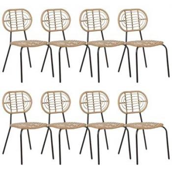 BELIANI - Set di 8 sedie con cuscino di seduta in rattan naturale intrecciato Pratello