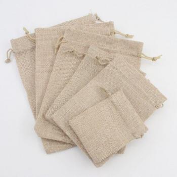 Bolsas de Lino Caqui para Regalos - 10 Piezas