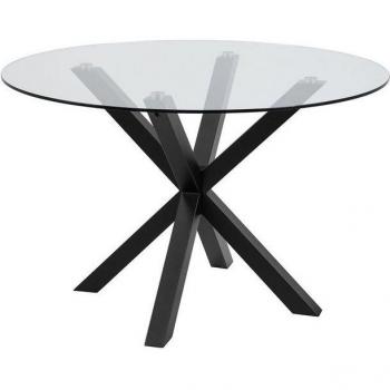 Heaven Round Glass Top Dining Table with Dark Legs