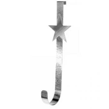 Dekostern FINK „Türhaken Hazel“ – Silber, 10 cm Breite × 36 cm Höhe, Edelstahl, Hammerschlag‑Effekt