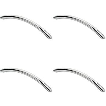 Looped Curved Bow Cabinet Pulls – Set of Four, 153 mm Long, 10 mm Thick, 128 mm Center-to-Center, Chrome