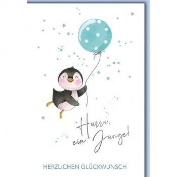 Freude zur Geburt: Pinguin-Karte
