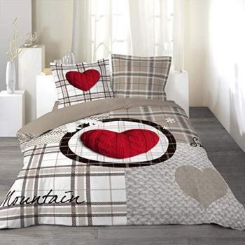 Parure de Lit Love Mountain 3 Pièces Imprimé Tissu Tartan