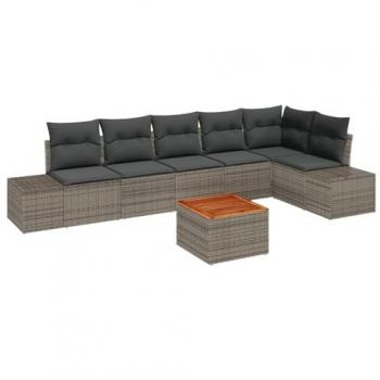 Set di Sofà da Giardino 7 Pezzi con Cuscini Grigi