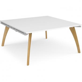 Fuze square boardroom table 1600mm x 1600mm with oak legs - white