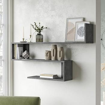 Scaffale Pensile a Forma di S 3 Ripiani 71,5 x 120 x 14,5 cm