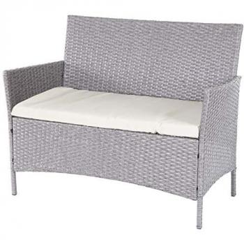 Halden Sofa Esterno Mendler 106cm Polyrattan Grigio – Cuscino Avorio