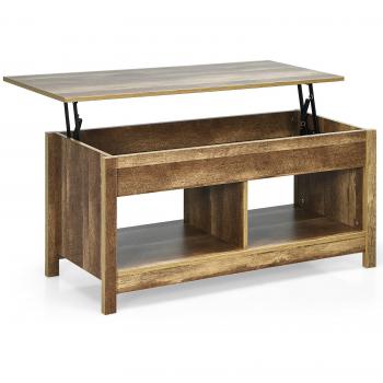 Mesa de Centro Elevable Costway con Estante y Compartimento de Almacenamiento