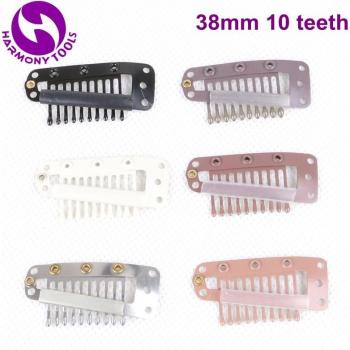 10 Tooth Snap Clips for Hair Extensions - 60 Pack Silicone Coated (Black, Dark Brown, Medium Brown, Light Brown, Blonde, Silver)