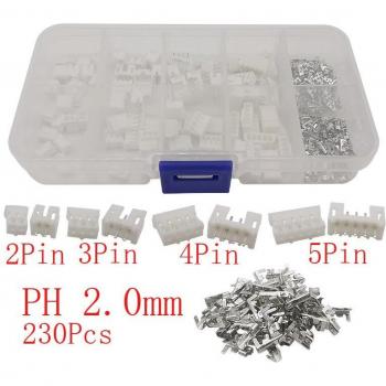 230Pcs PH2.0 & XH2.54 Male Female Terminal Connector Set