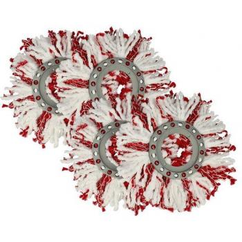 Leifheit Microfiber Mop Attachments – 4x Set for Clean Twist Mop (Red & White)