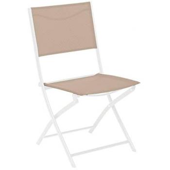 Set di 4 sedie da giardino pieghevoli in lino e acciaio bianco - Hespéride