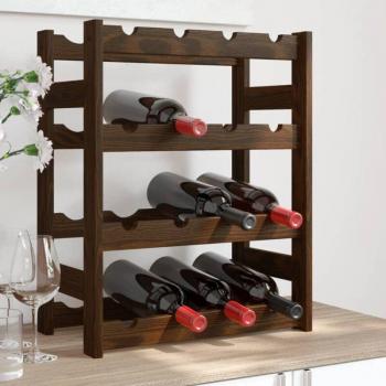 Maison Exclusive - Botellero de pino marrón para 16 botellas