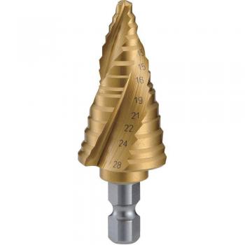 TRUSCO Titanium Coated 3-Flute Step Drill, 11 Steps, 5–28 mm – Model 3S‑NMS‑28G