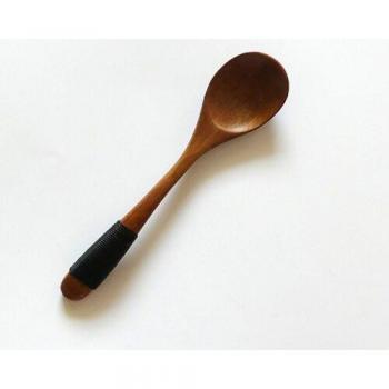 Cuillère en bois avec cordon pour glace, café, thé et soupe - 10 pièces