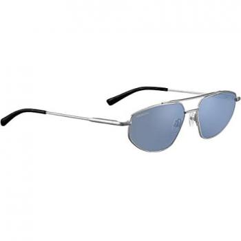 Serengeti Rectangle Mens Shiny Silver Mineral Polarized 555nm Blue Marlon Metal, One Size