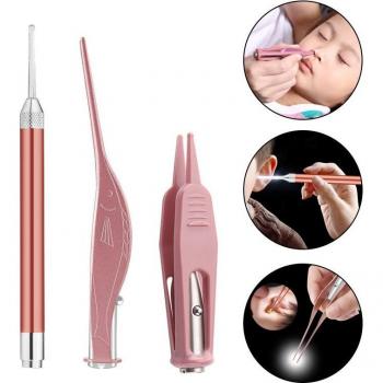 Portable LED Ear Cleaning Tweezers Set with Storage Case