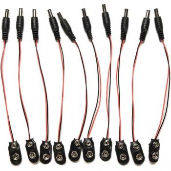 Cable de alimentación de batería 9V, conector de barril tipo I, clip de enchufe, 19 cm