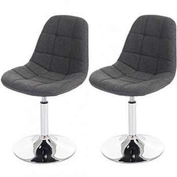 2x chaise de salle à manger MENDLER Cascina, fauteuil pivotant, chrome tissu gris clair