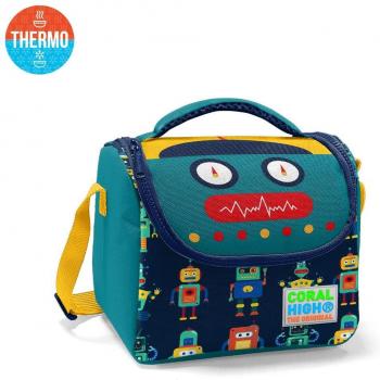 Coral High Kids Dark Blue Robot Pattern Lunchbox