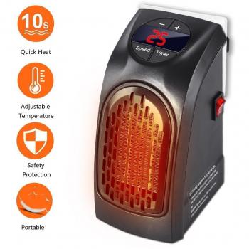 Handy Heater - Gesundhome 350W Mini Portátil Estufa Eléctrica Calefactor Cerámicos Calefacción de Pared Termoventilador con Digital Termostato Ajustable para Oficina/Casa/Garaje/Camper