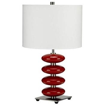 Polished Nickel Red Glaze Table Light